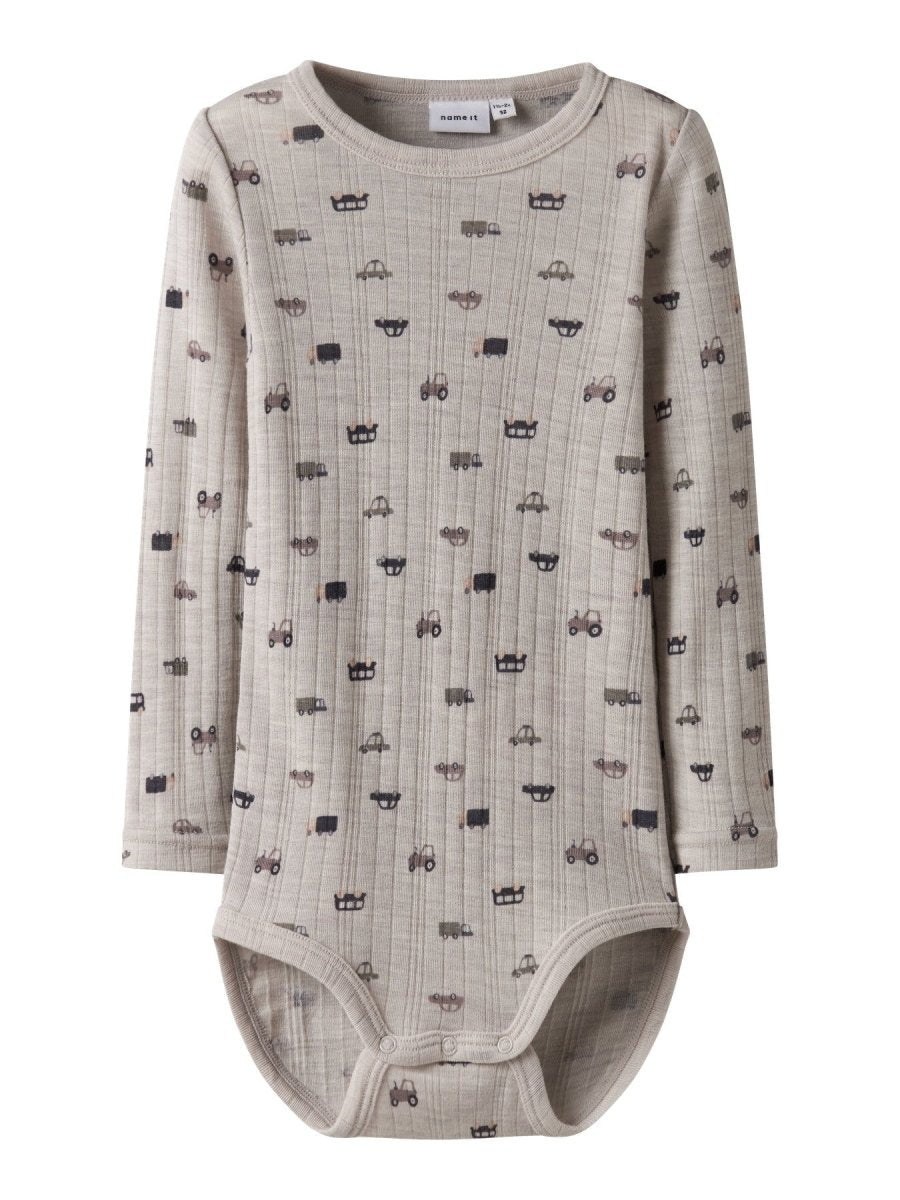 name it mini WANG WOOL NEEDLE LS BODY - Nacreous Cloud | Small cars | Torgunns Barneklær AS