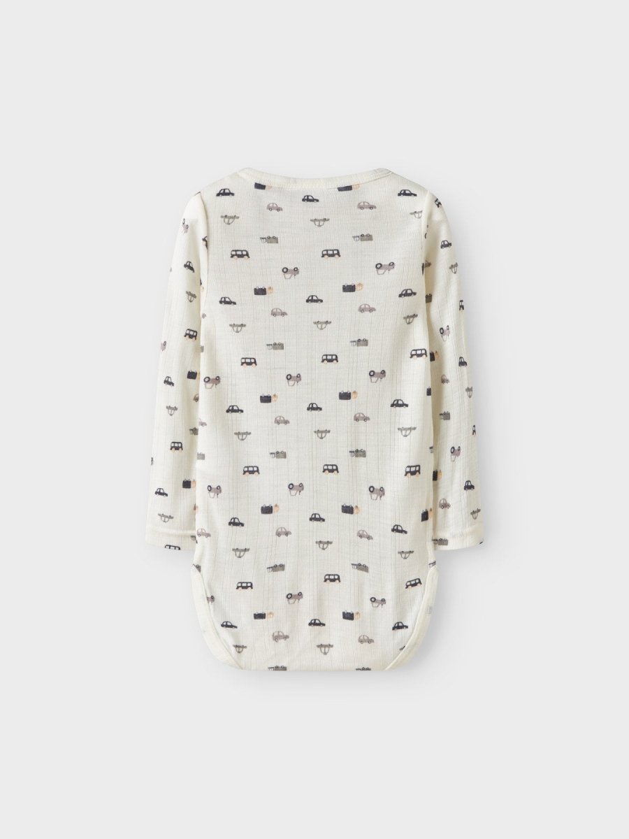 name it mini WANG WOOL NEEDLE LS BODY - Snow White | Small Cars | Torgunns Barneklær AS