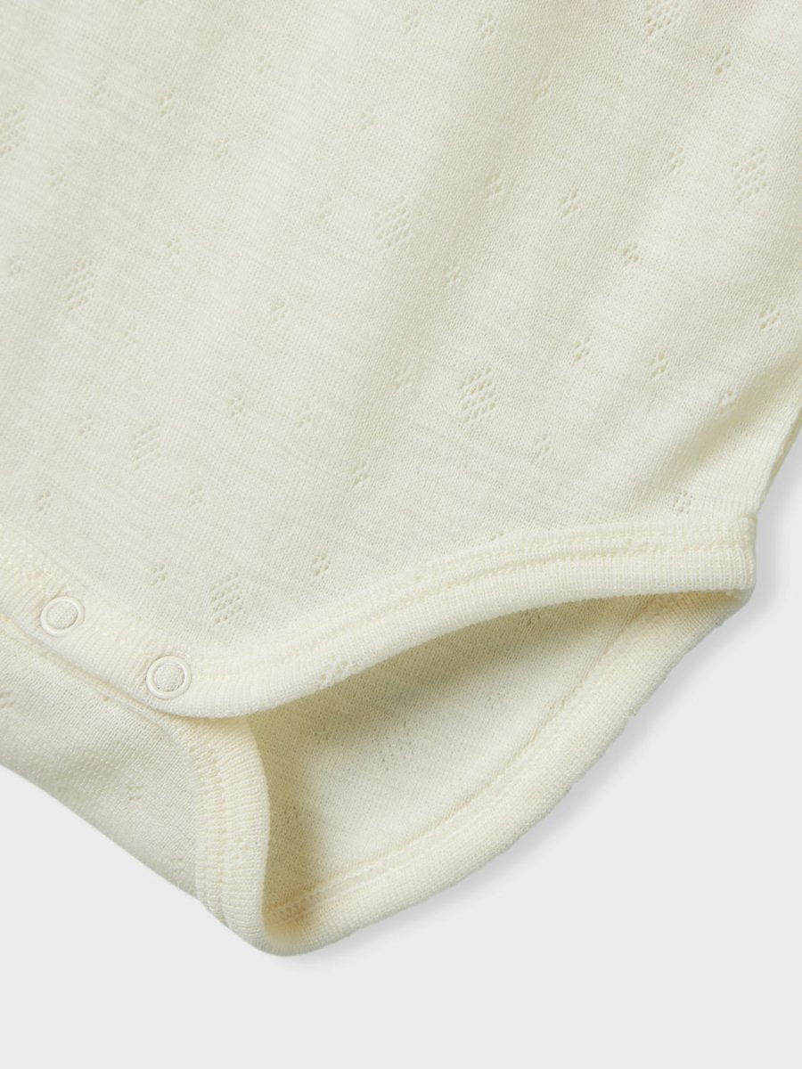name it mini WANG WOOL NEEDLE LS BODY W/COLLAR - Snow White | Torgunns Barneklær AS
