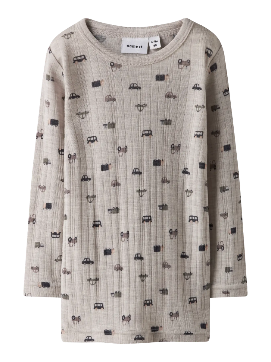 name it mini WANG WOOL NEEDLE LS TOP NOOS - Nacreous Cloud | Small cars | Torgunns Barneklær AS