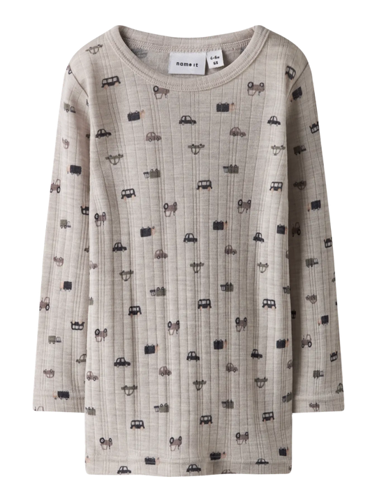 name it mini WANG WOOL NEEDLE LS TOP NOOS - Nacreous Cloud | Small cars | Torgunns Barneklær AS