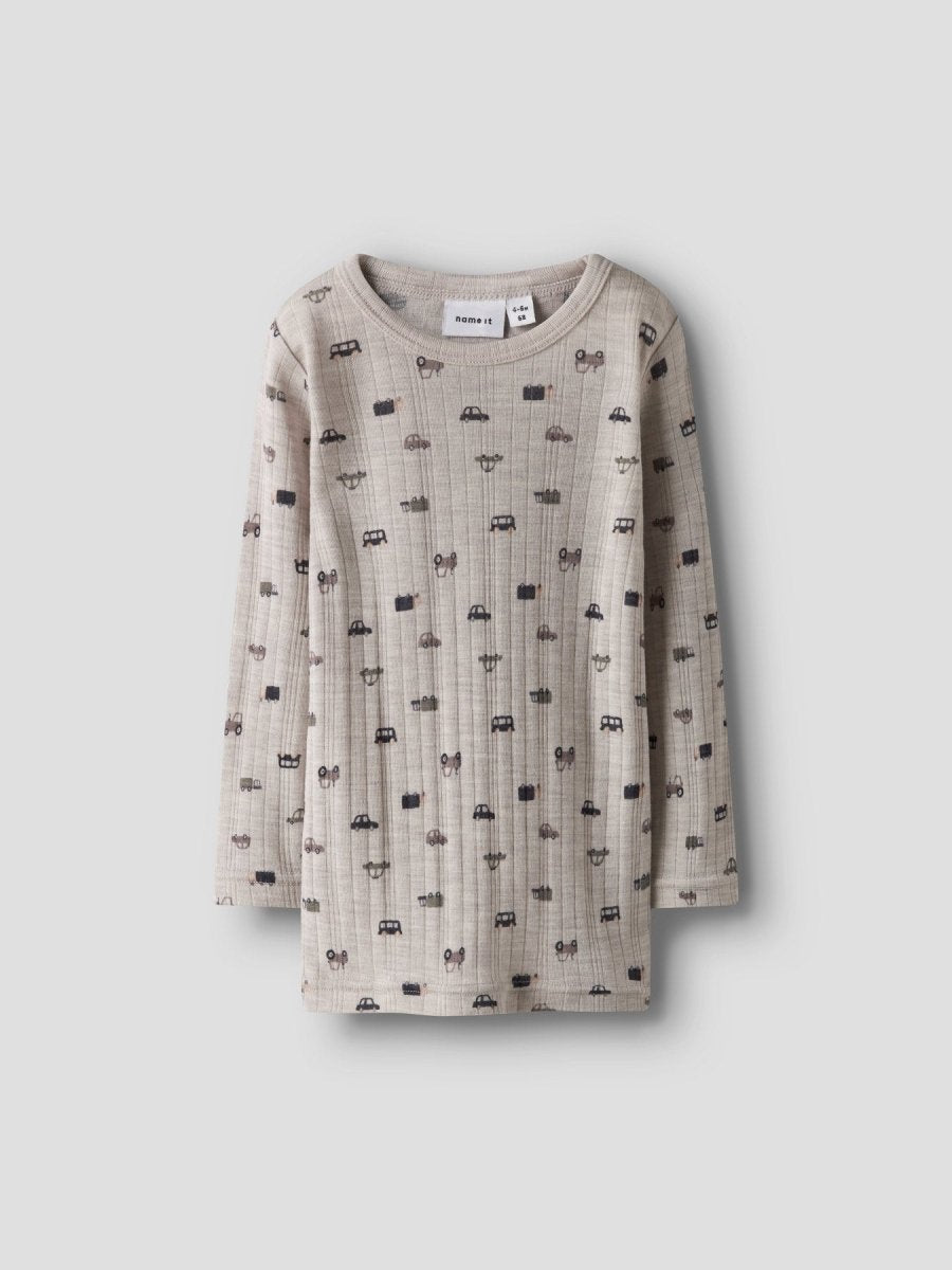 name it mini WANG WOOL NEEDLE LS TOP NOOS - Nacreous Cloud | Small cars | Torgunns Barneklær AS