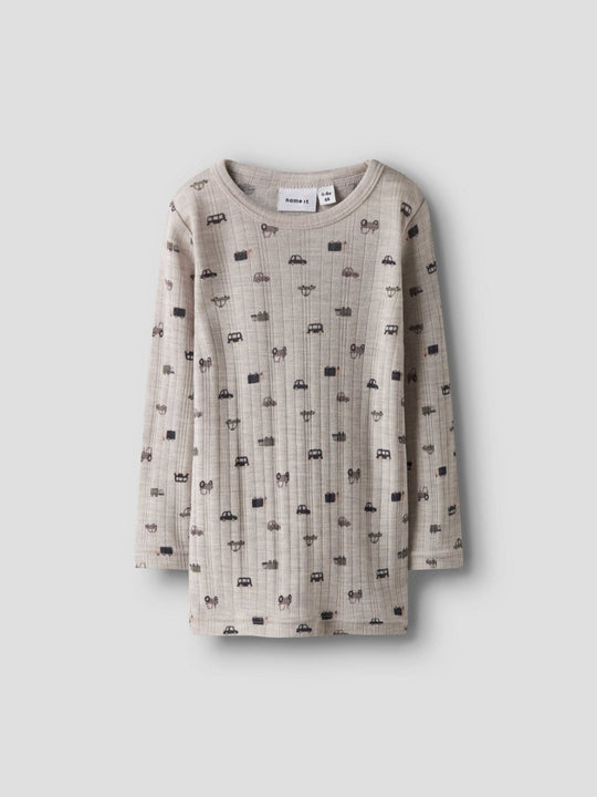 name it mini WANG WOOL NEEDLE LS TOP NOOS - Nacreous Cloud | Small cars | Torgunns Barneklær AS