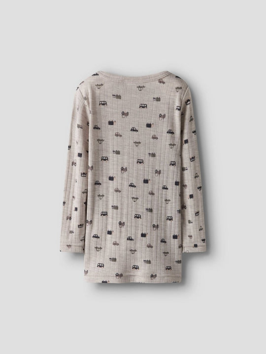 name it mini WANG WOOL NEEDLE LS TOP NOOS - Nacreous Cloud | Small cars | Torgunns Barneklær AS