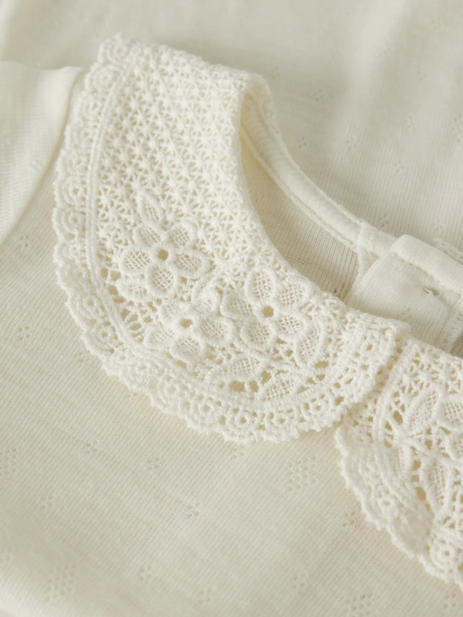 name it mini WANG WOOL NEEDLE LS TOP W/COLLAR - Snow White | Torgunns Barneklær AS