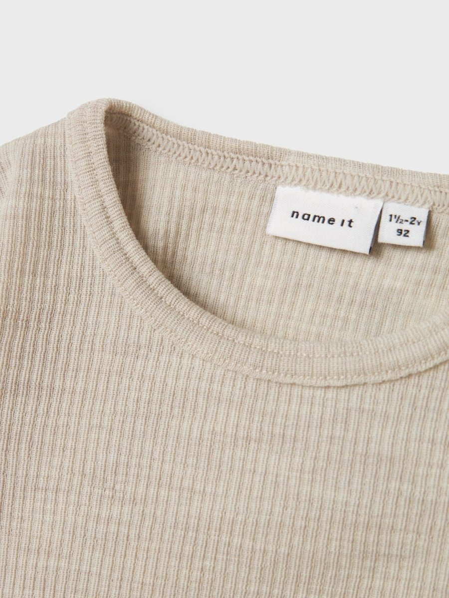 name it mini WAX WOOL RIB LS TOP NOOS - Nacreous Cloud | Torgunns Barneklær AS
