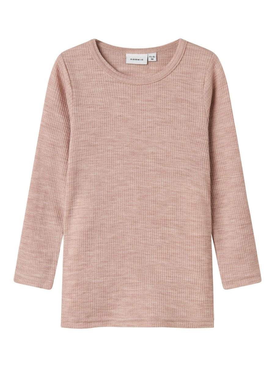 name it mini WAX WOOL RIB LS TOP NOOS - Shadow Gray | Torgunns Barneklær AS
