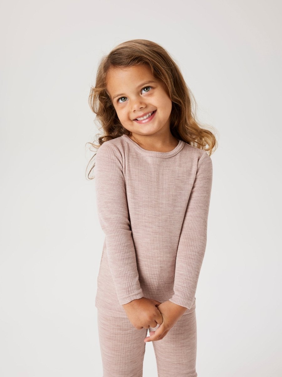 name it mini WAX WOOL RIB LS TOP NOOS - Shadow Gray | Torgunns Barneklær AS