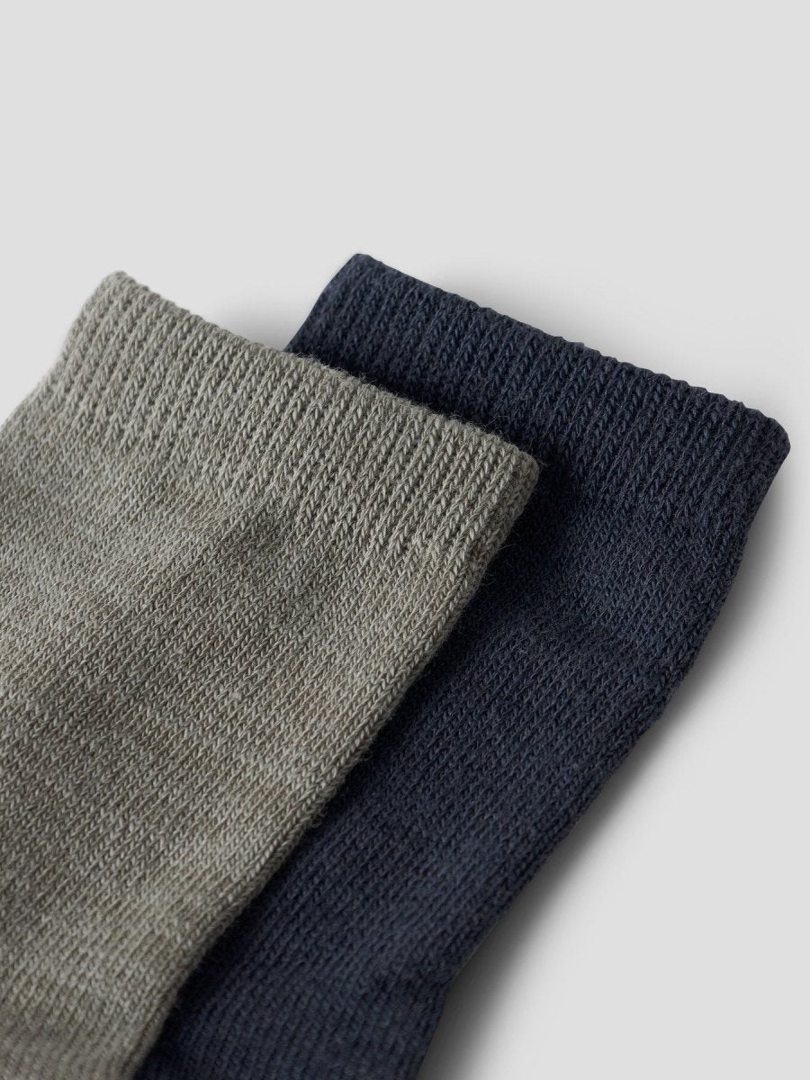 name it mini WOOL WAK 2PK ANTISLIP SOCK - Dried Sage | Torgunns Barneklær AS