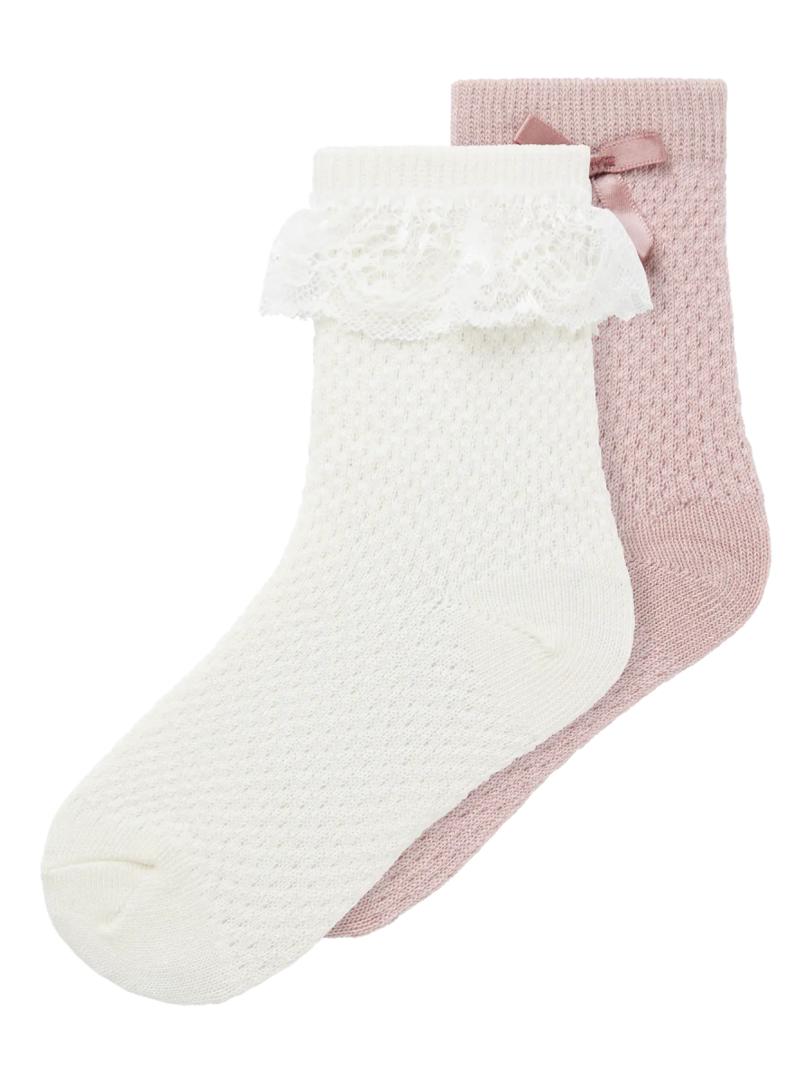 name it mini WOOL WAKMA STRUCTURE 2PK SOCK - Snow White | Torgunns Barneklær AS