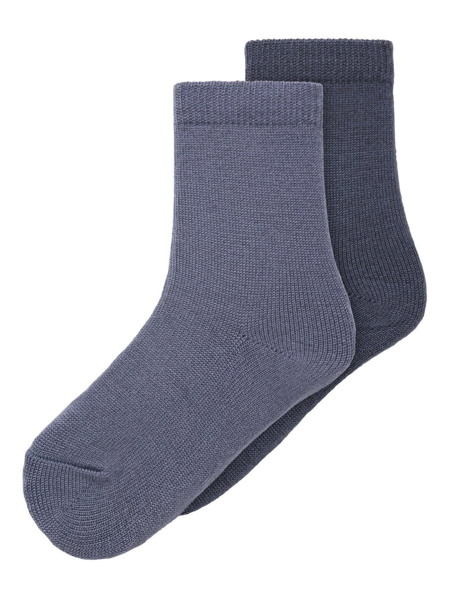 name it mini WOOL WAKTA 2PK SOCK - Folkstone Gray | Torgunns Barneklær AS
