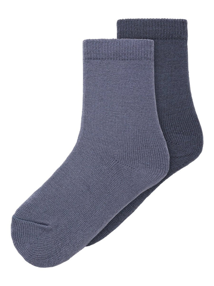 name it mini WOOL WAKTA 2PK SOCK - Folkstone Gray | Torgunns Barneklær AS