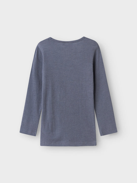 name it mini ULL/SILKE WOSSA RIB LS TOP - Folkstone Gray - Torgunns Barneklær AS