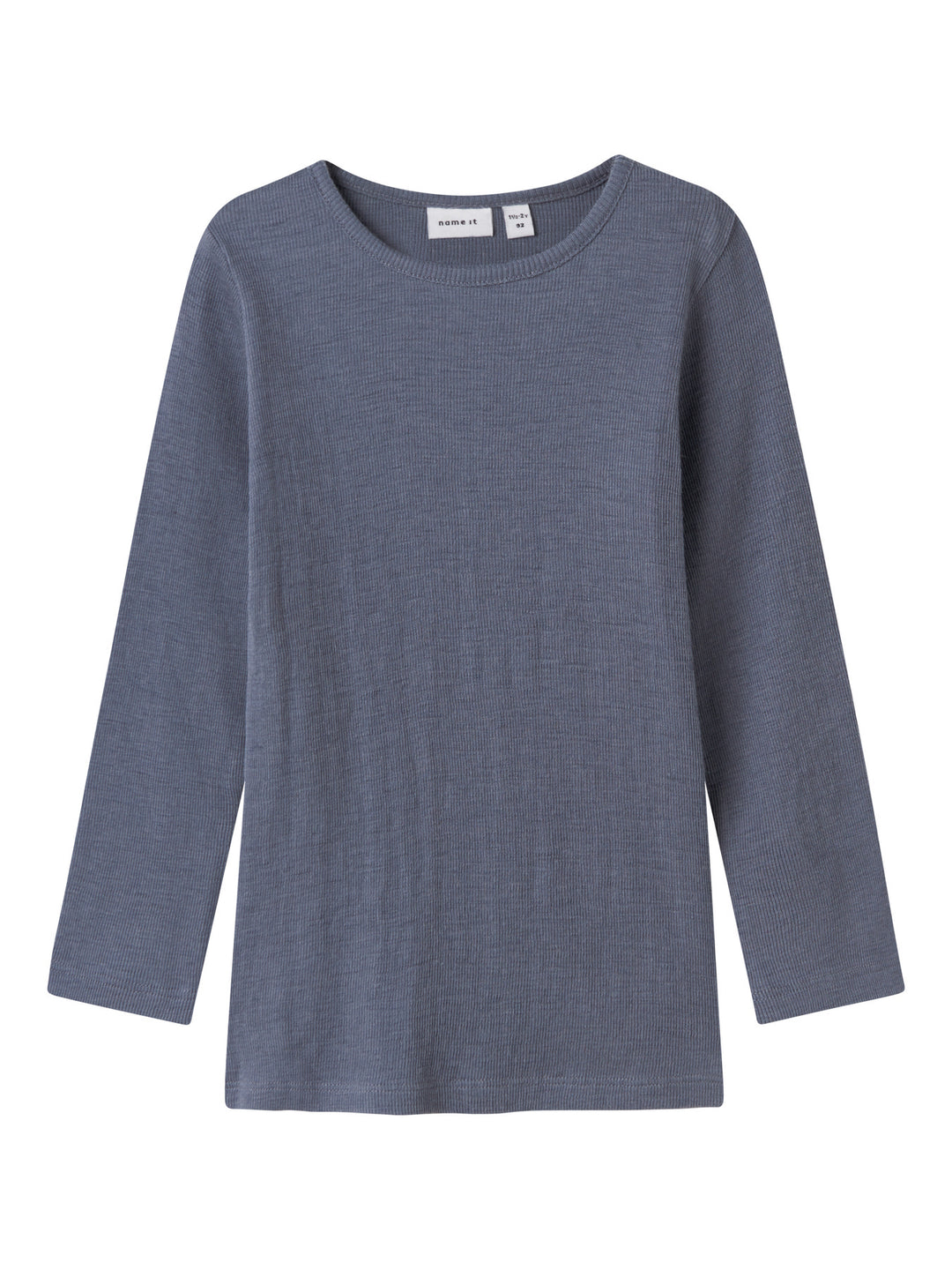 name it mini ULL/SILKE WOSSA RIB LS TOP - Folkstone Gray - Torgunns Barneklær AS
