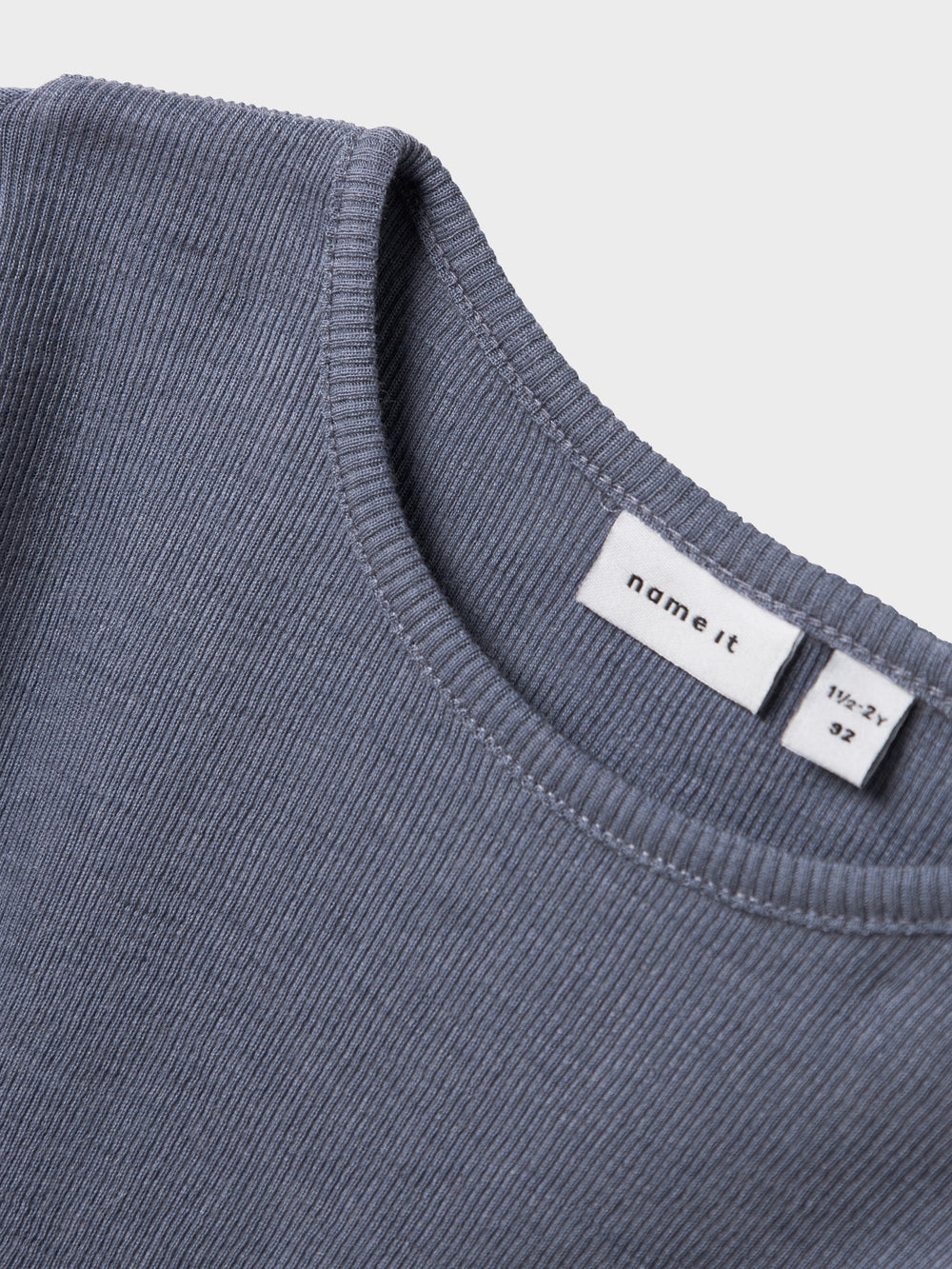name it mini ULL/SILKE WOSSA RIB LS TOP - Folkstone Gray - Torgunns Barneklær AS