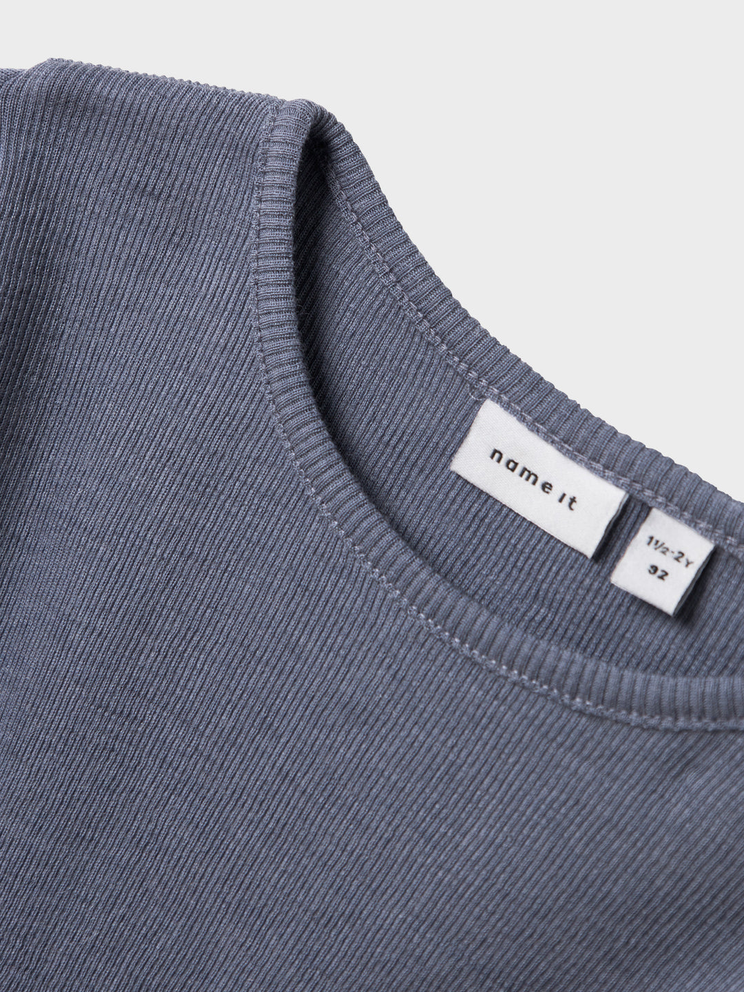 name it mini ULL/SILKE WOSSA RIB LS TOP - Folkstone Gray - Torgunns Barneklær AS