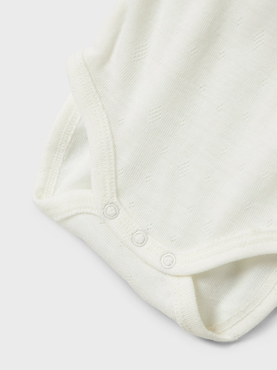 name it baby WANG WOOL NEEDLE LS BODY W/COLLAR - Snow White - Torgunns Barneklær AS