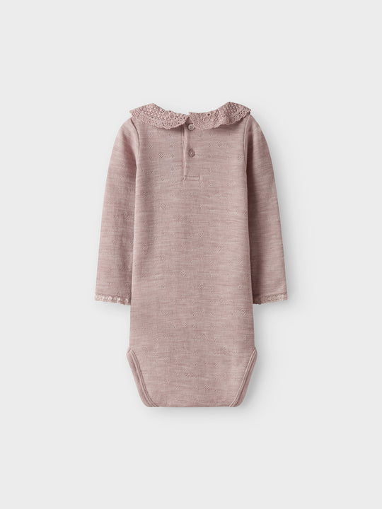name it baby WANG WOOL NEEDLE LS BODY W/COLLAR - Shadow Gray - Torgunns Barneklær AS