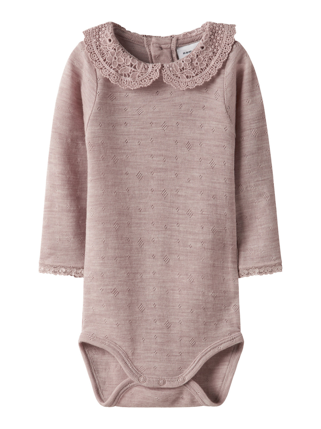 name it baby WANG WOOL NEEDLE LS BODY W/COLLAR - Shadow Gray - Torgunns Barneklær AS