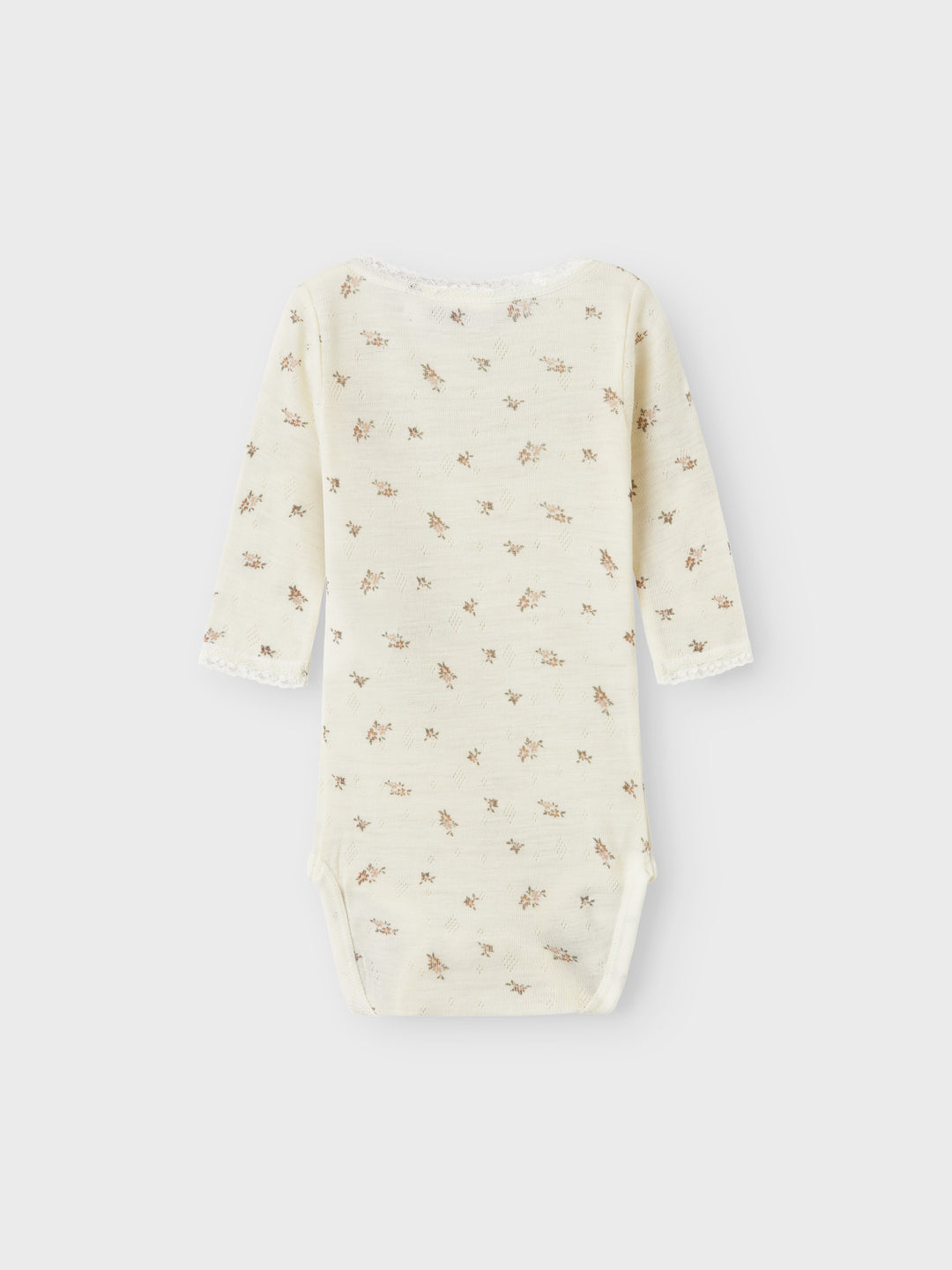 name it baby WANG WOOL NEEDLE LS BODY NOOS - Snow White | Small flowers - Torgunns Barneklær AS