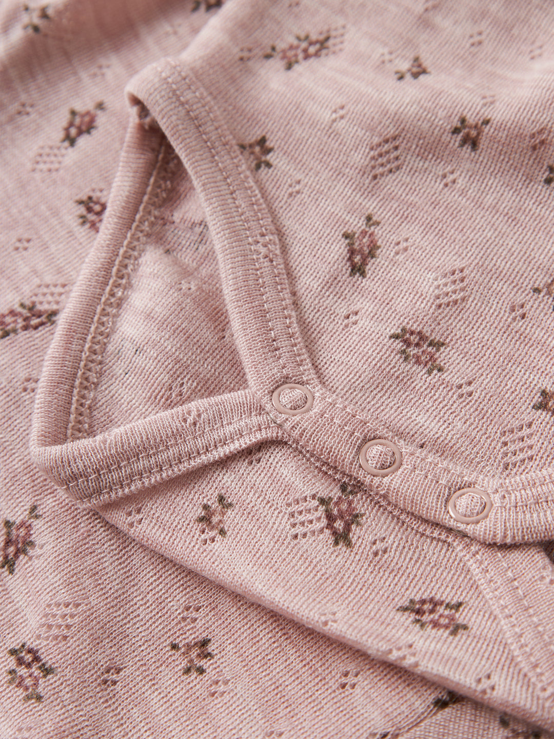 name it baby WANG WOOL NEEDLE LS BODY NOOS - Shadow Gray | Small flowers - Torgunns Barneklær AS