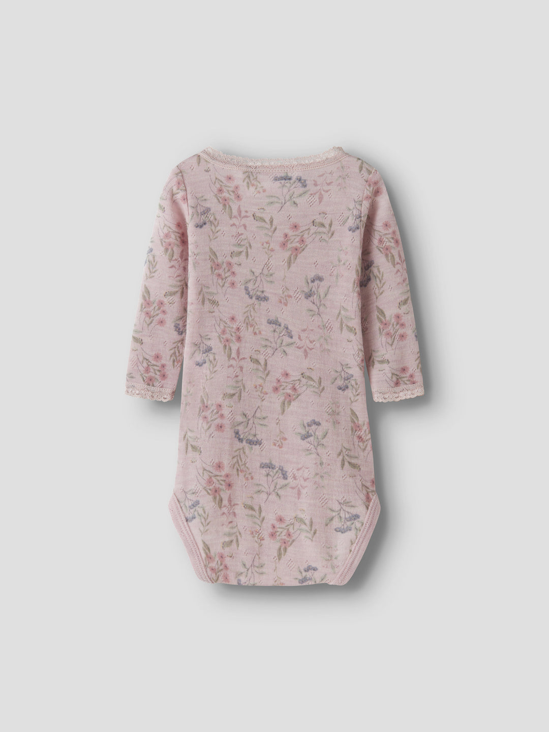 name it baby WANG WOOL Needle ls Body noos - Violet Ice | Flowers &amp; Leafs