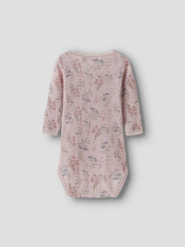 name it baby WANG WOOL Needle ls Body noos - Violet Ice | Flowers &amp; Leafs