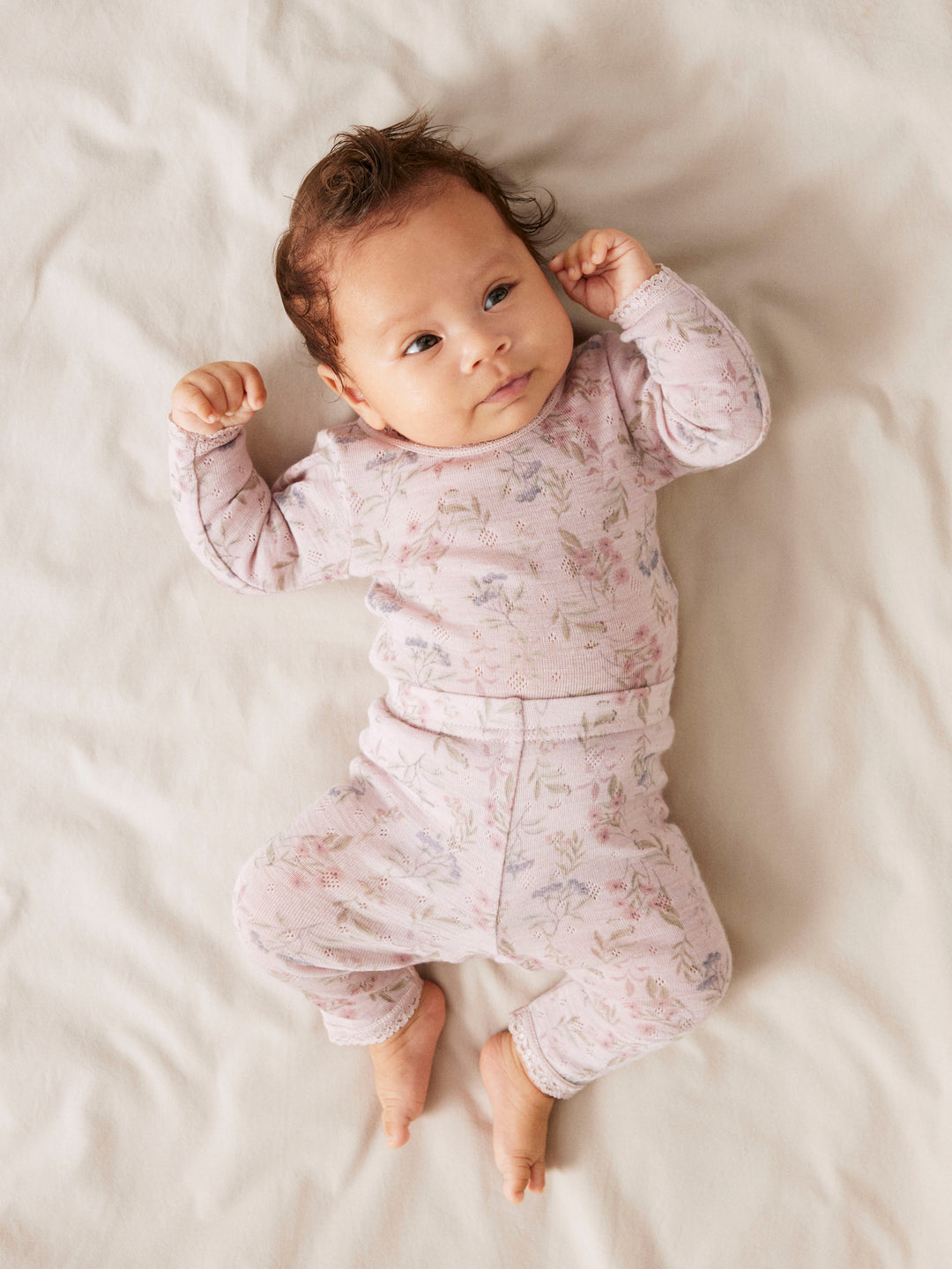 name it baby WANG WOOL Needle ls Body noos - Violet Ice | Flowers &amp; Leafs