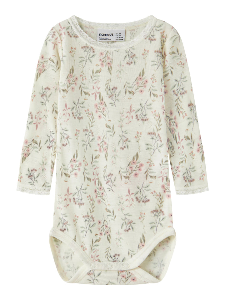 name it baby WANG WOOL Needle ls Body noos - Snow White | Flowers &amp; Leaves