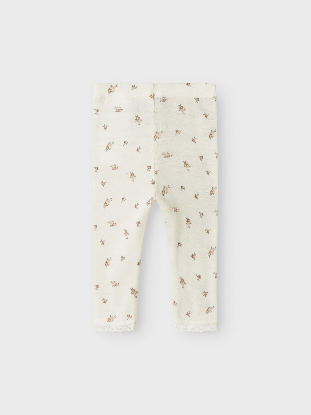 name it baby WANG WOOL NEEDLE LEGGING NOOS - Snow White | Small flowers - Torgunns Barneklær AS