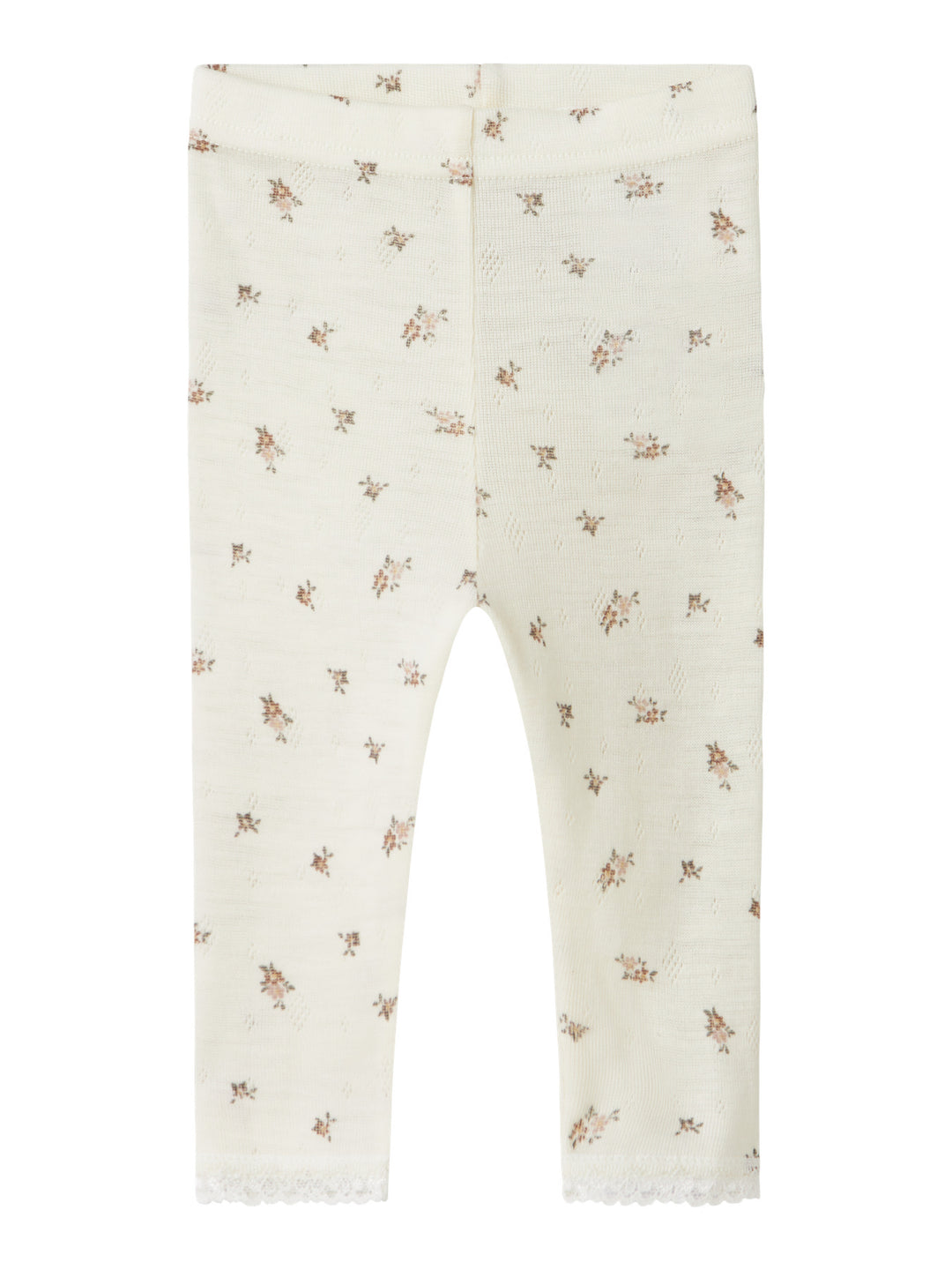 name it baby WANG WOOL NEEDLE LEGGING NOOS - Snow White | Small flowers - Torgunns Barneklær AS