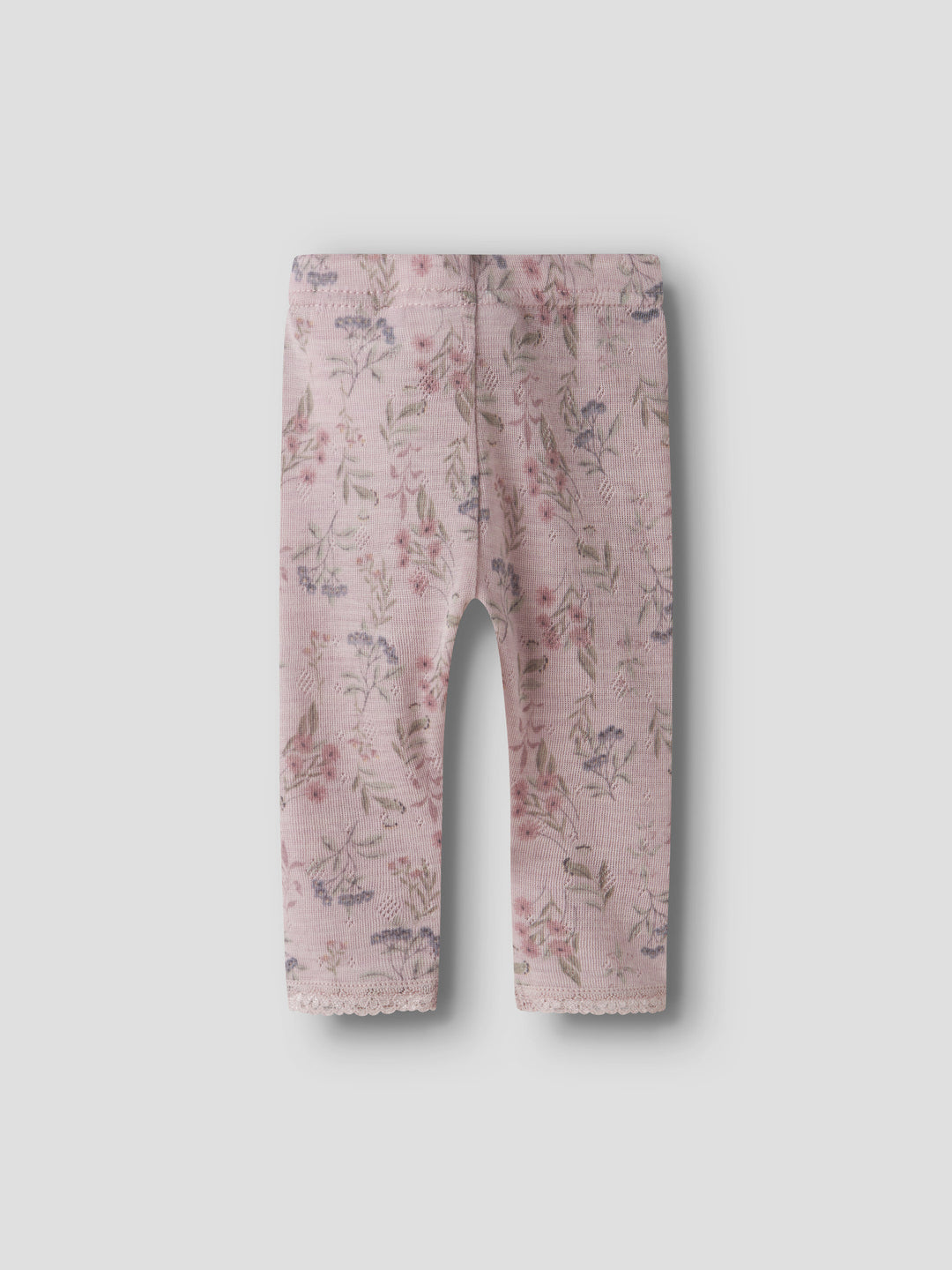 name it baby WANG WOOL Needle Leggings noos - Violet Ice | Flowers &amp; Leafs