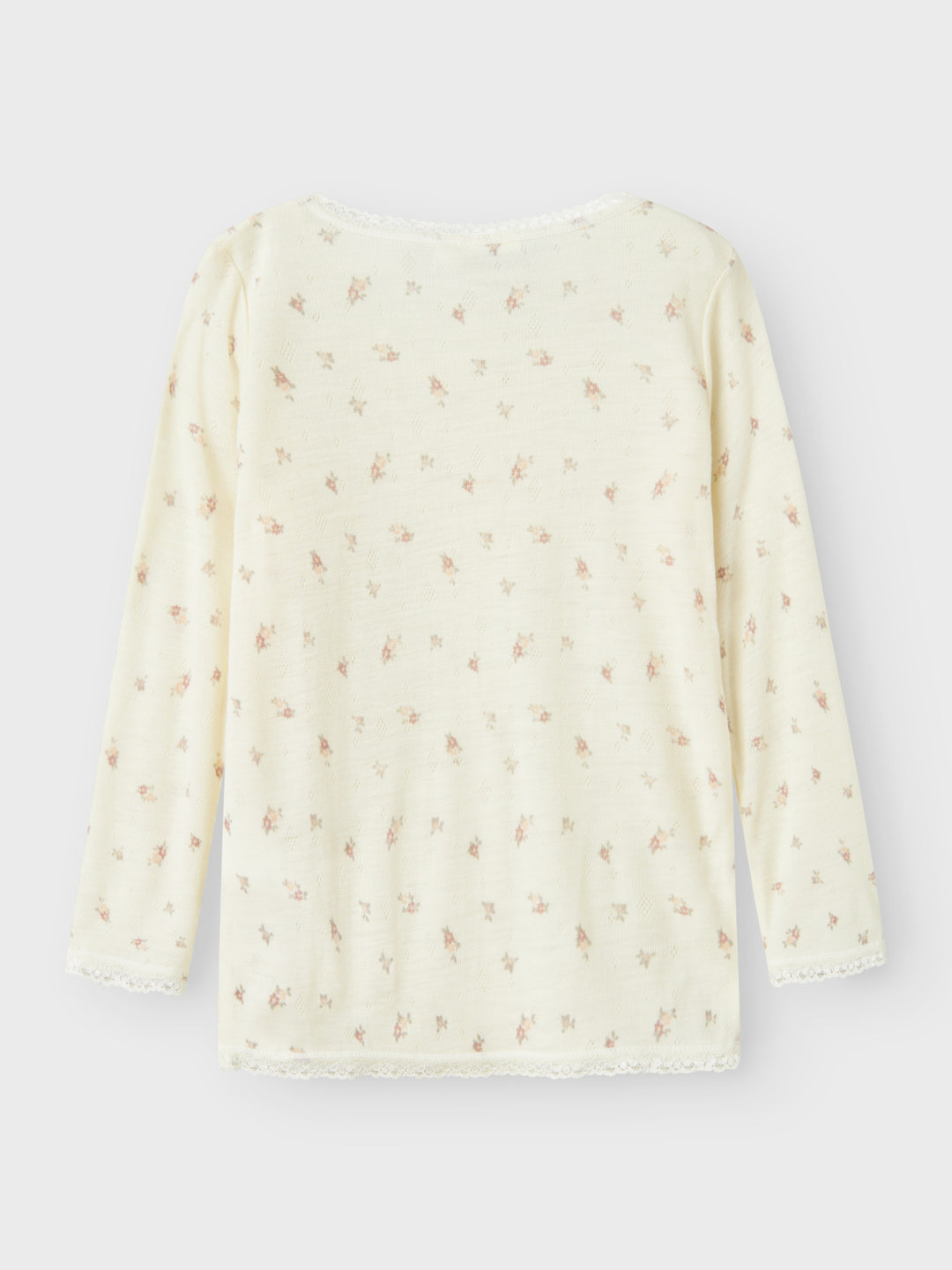 name it mini WANG WOOL NEEDLE LS TOP NOOS - Snow White | Small flowers - Torgunns Barneklær AS
