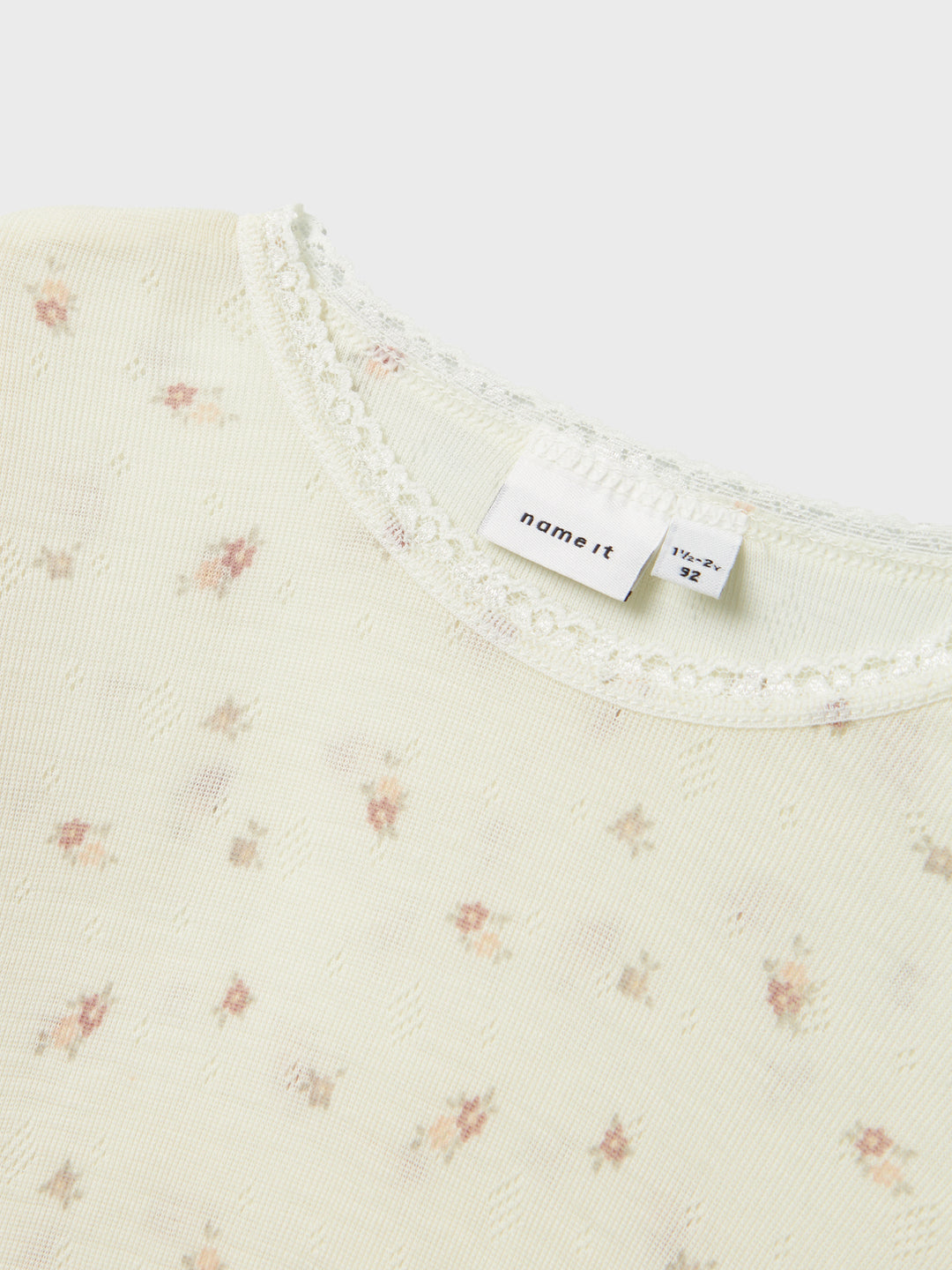 name it mini WANG WOOL NEEDLE LS TOP NOOS - Snow White | Small flowers - Torgunns Barneklær AS