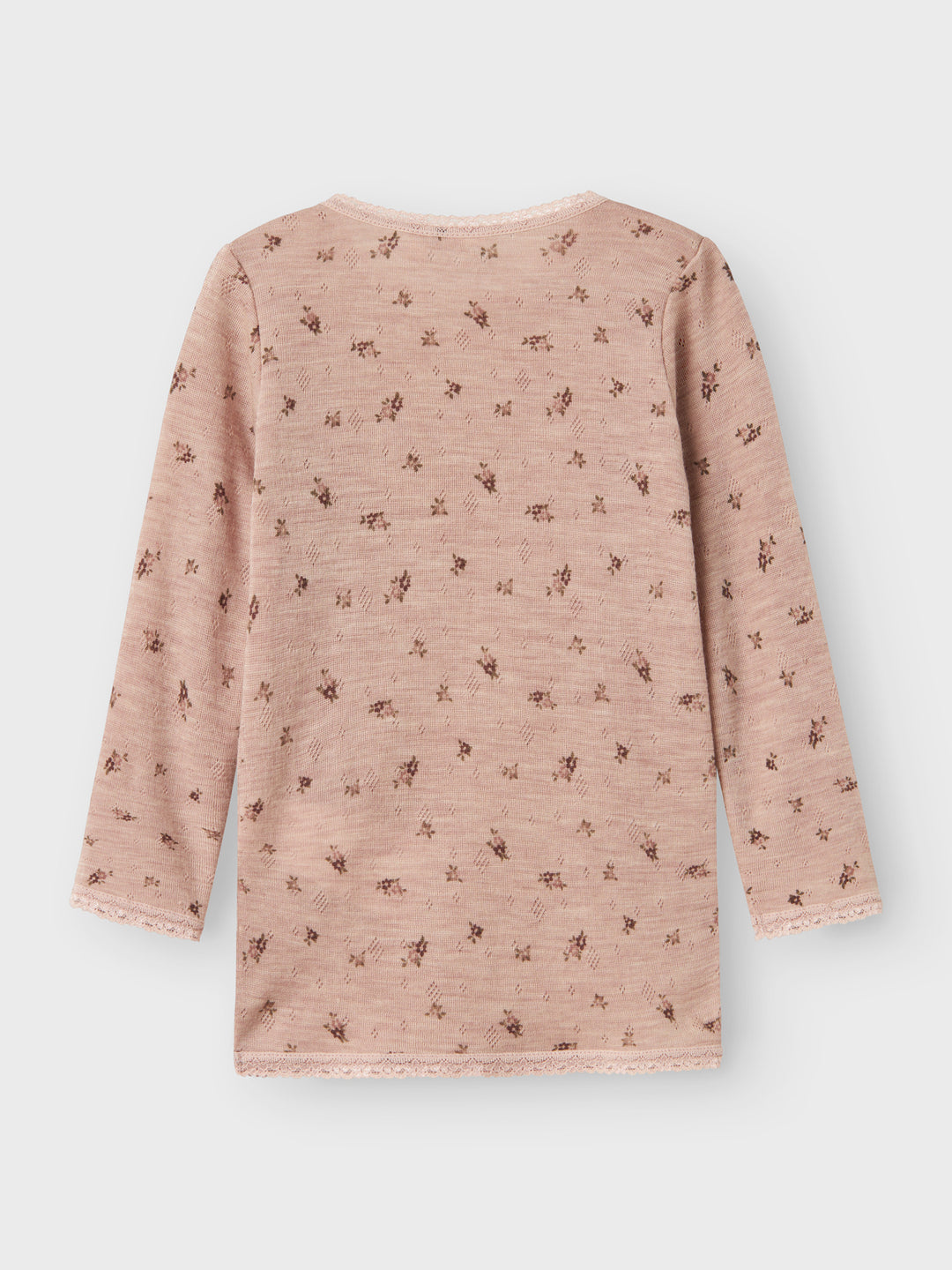 name it mini WANG WOOL NEEDLE LS TOP NOOS - Shadow Gray | Small flowers - Torgunns Barneklær AS