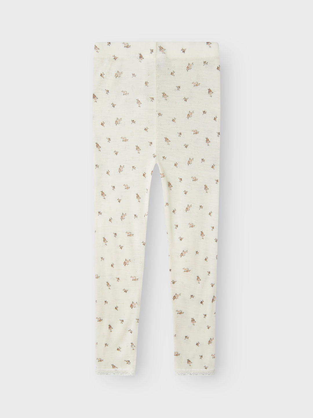 name it mini WANG WOOL NEEDLE LEGGING NOOS - Snow White | Small flowers - Torgunns Barneklær AS