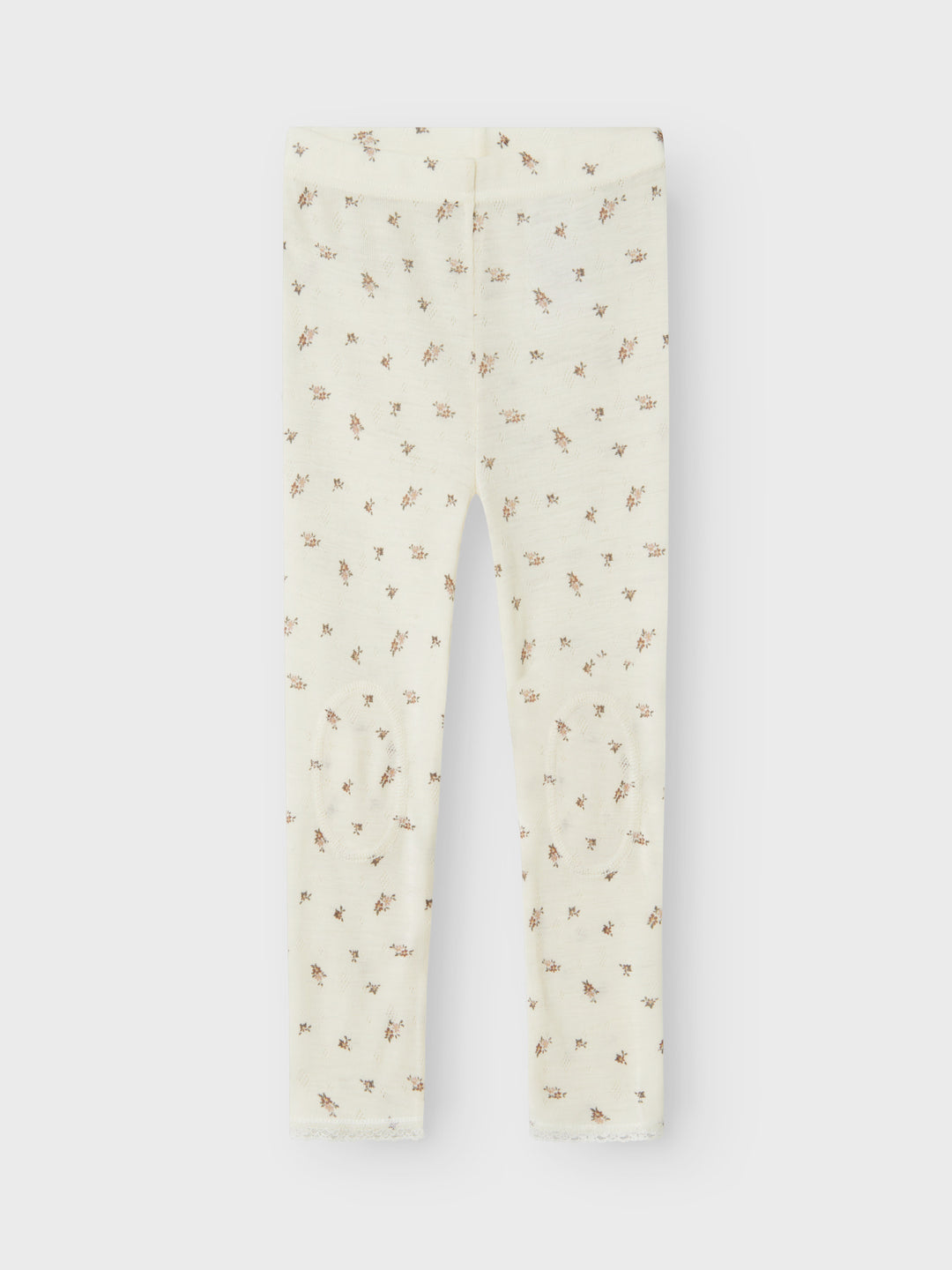 name it mini WANG WOOL NEEDLE LEGGING NOOS - Snow White | Small flowers - Torgunns Barneklær AS