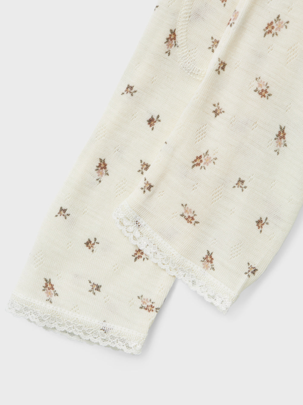 name it mini WANG WOOL NEEDLE LEGGING NOOS - Snow White | Small flowers - Torgunns Barneklær AS