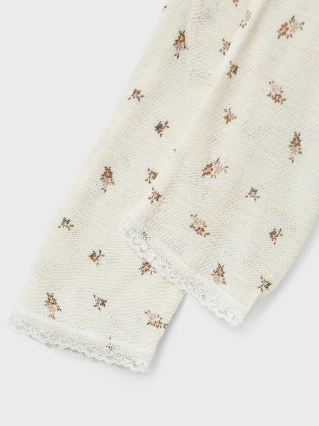 name it mini WANG WOOL NEEDLE LEGGING NOOS - Snow White | Small flowers - Torgunns Barneklær AS