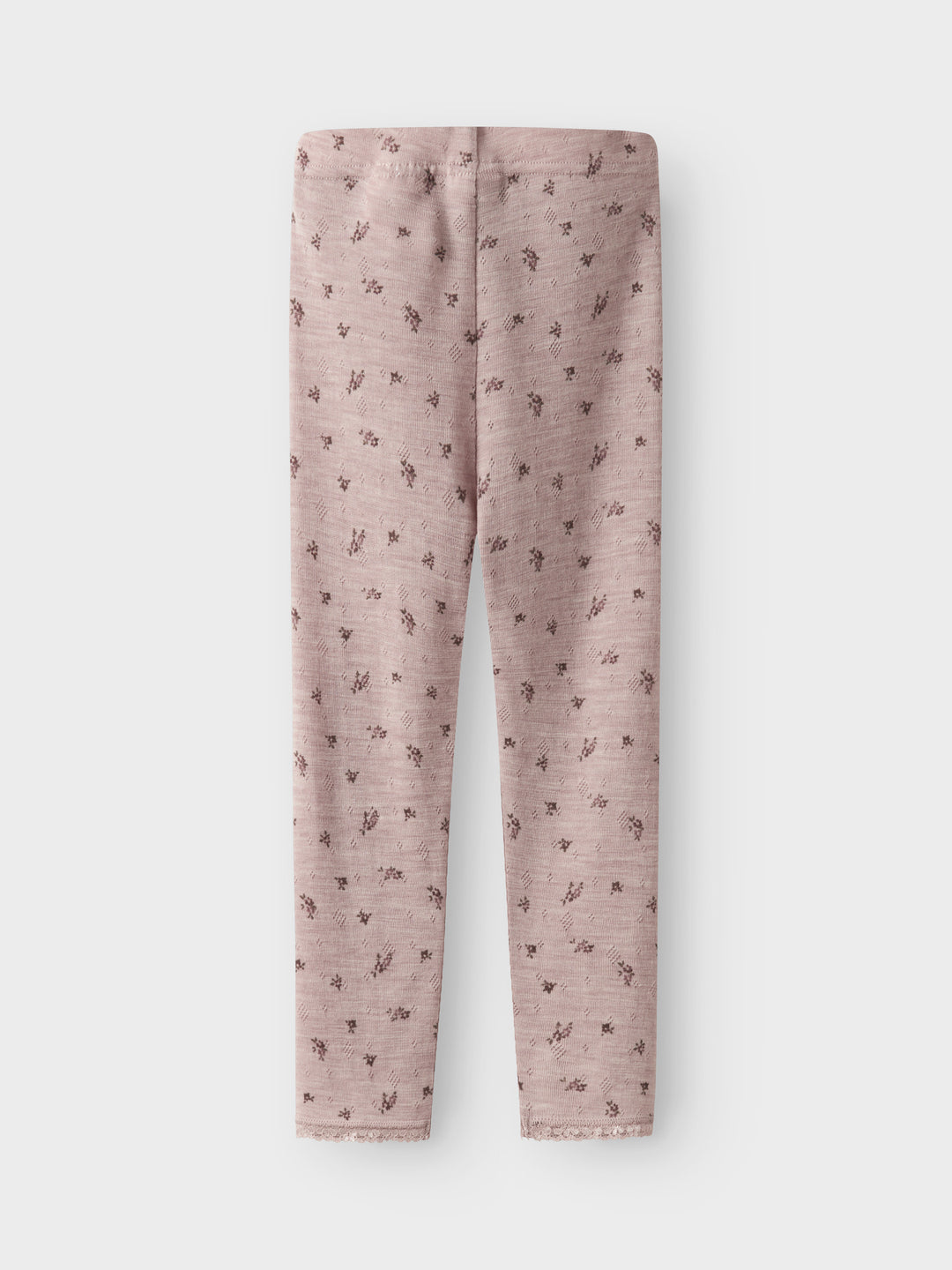name it mini WANG WOOL NEEDLE LEGGING NOOS - Shadow Gray | Small flowers - Torgunns Barneklær AS