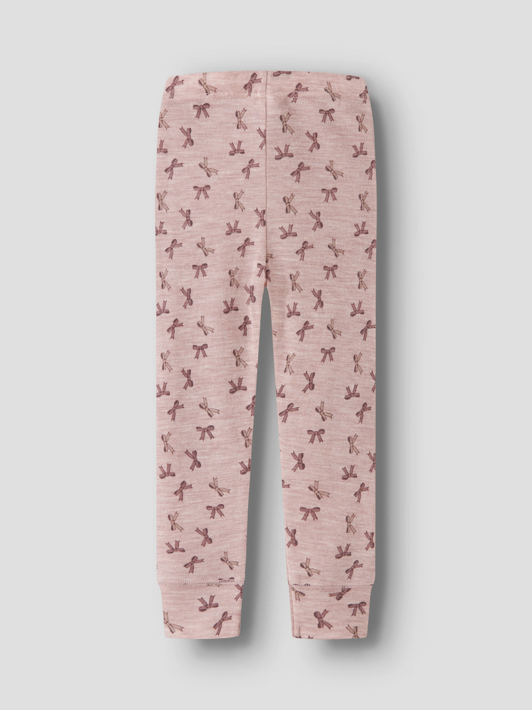 name it mini WANG WOOL RIB LEGGING AOP - Shadow Gray | Bows - Torgunns Barneklær AS