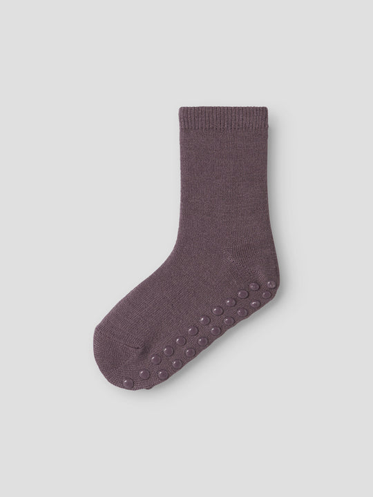 name it mini WOOL WAK 2PK ANTISLIP SOCK - Antler - Torgunns Barneklær AS