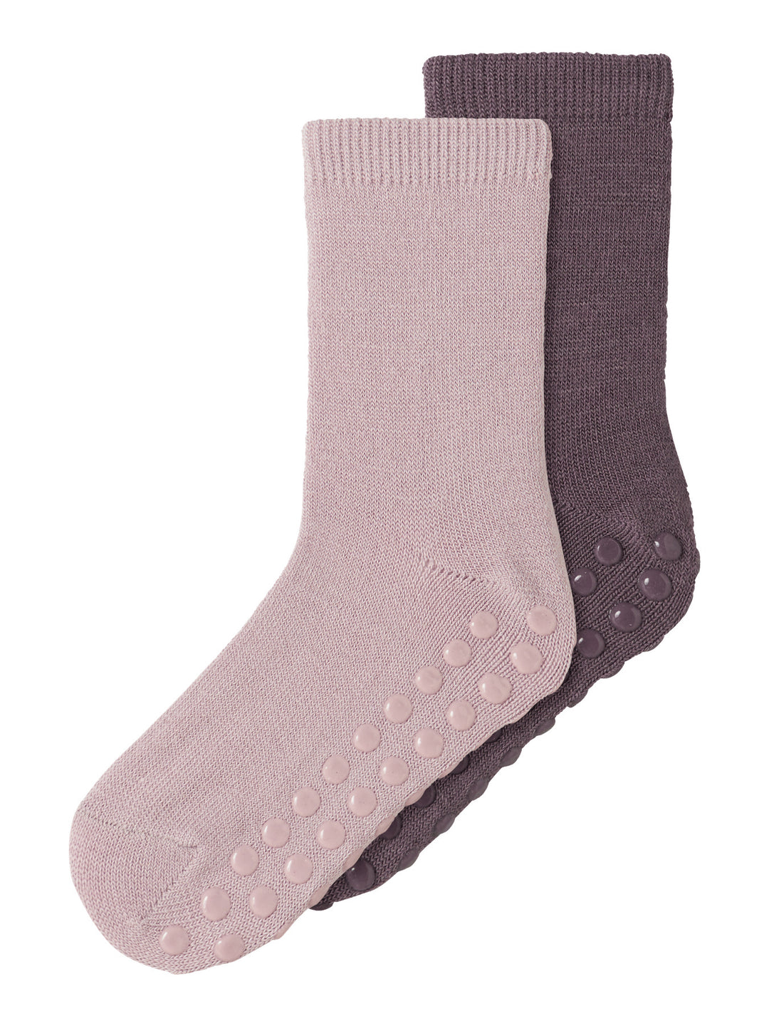 name it mini WOOL WAK 2PK ANTISLIP SOCK - Shadow Gray - Torgunns Barneklær AS