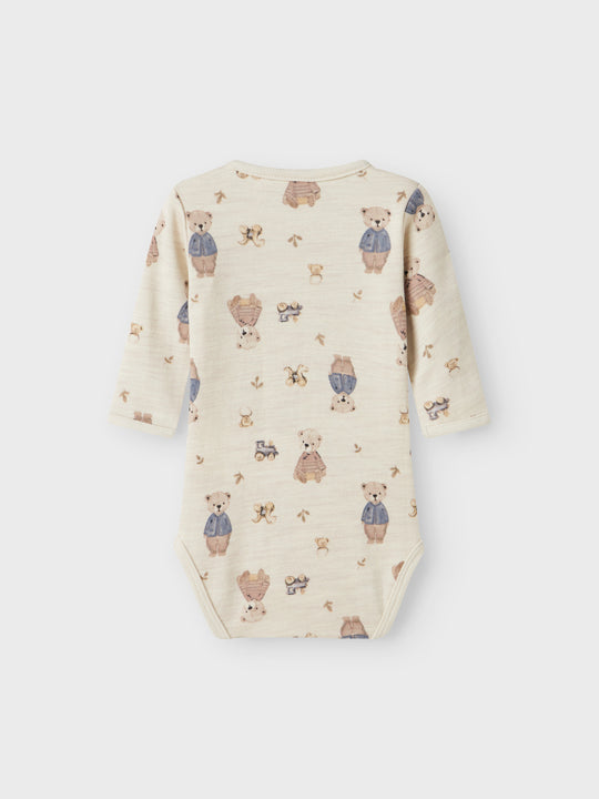 name it baby ULL/BOMULL WUP LS BODY - Peyote Melange | BEAR - Torgunns Barneklær AS