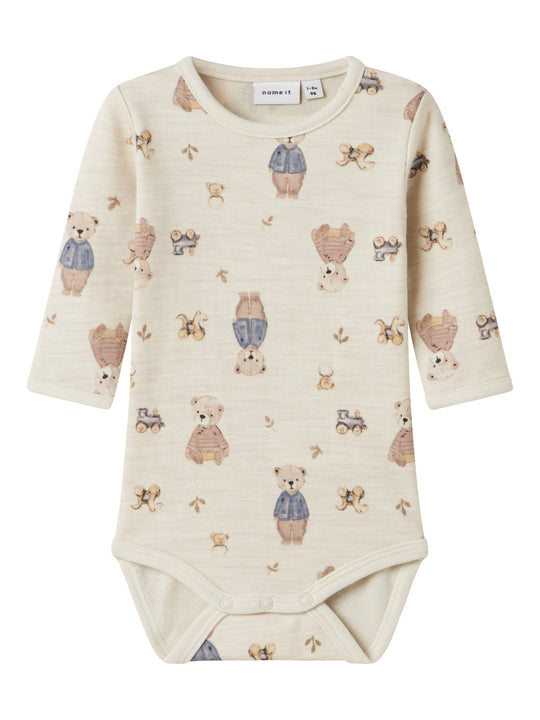 name it baby ULL/BOMULL WUP LS BODY - Peyote Melange | BEAR - Torgunns Barneklær AS