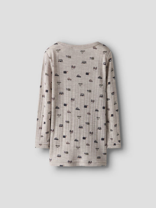 name it mini WANG WOOL NEEDLE LS TOP NOOS - Nacreous Cloud | Small cars - Torgunns Barneklær AS