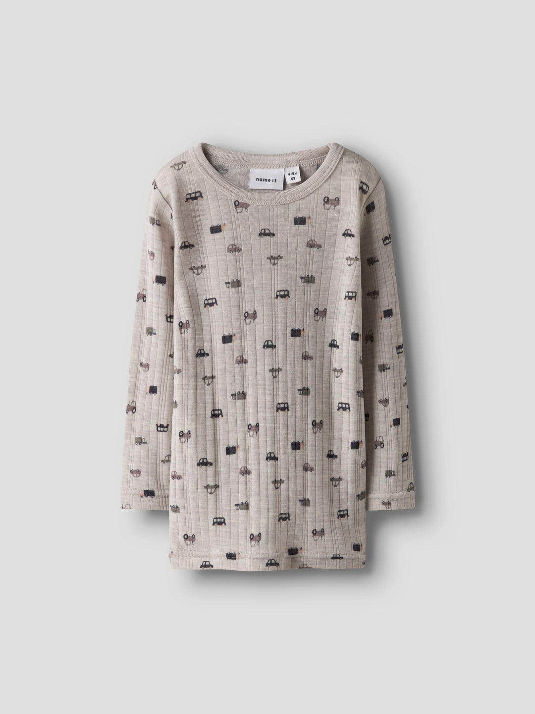 name it mini WANG WOOL NEEDLE LS TOP NOOS - Nacreous Cloud | Small cars - Torgunns Barneklær AS