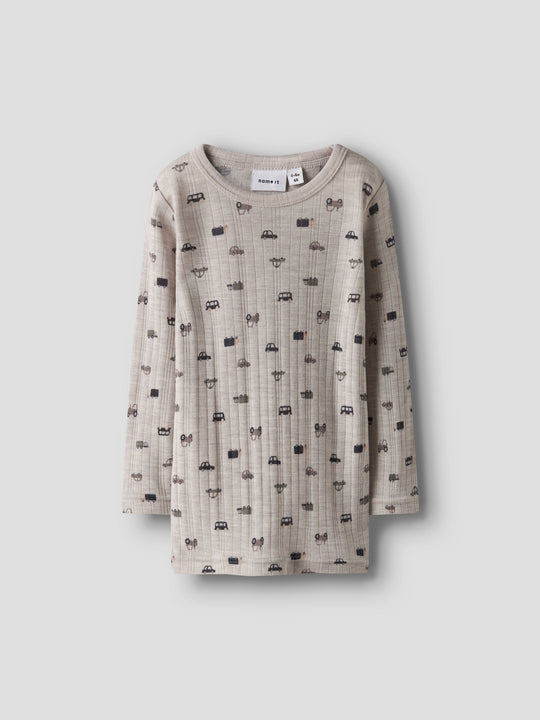 name it mini WANG WOOL NEEDLE LS TOP NOOS - Nacreous Cloud | Small cars - Torgunns Barneklær AS