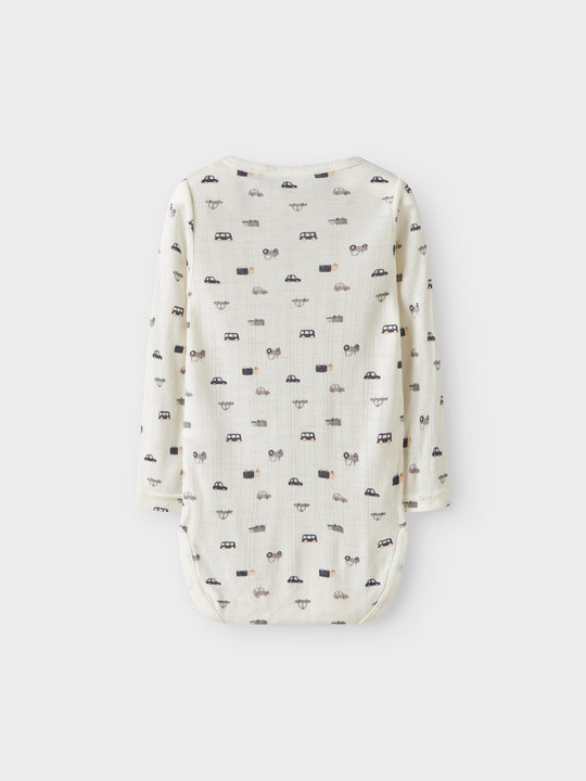 name it mini WANG WOOL NEEDLE LS BODY - Snow White | Small Cars - Torgunns Barneklær AS