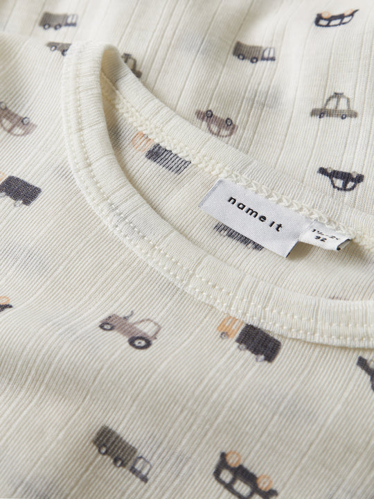 name it mini WANG WOOL NEEDLE LS BODY - Snow White | Small Cars - Torgunns Barneklær AS